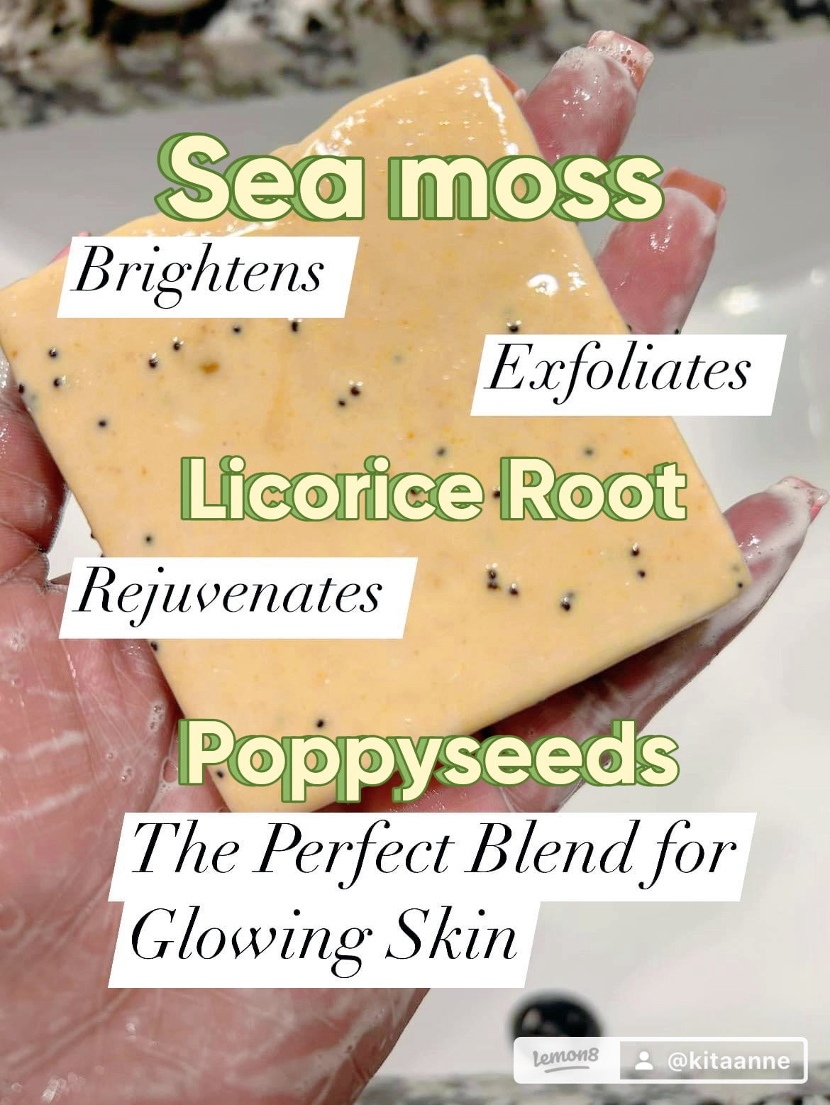 Sea moss & Licorice Root Face & Body Bar with Poppyseeds